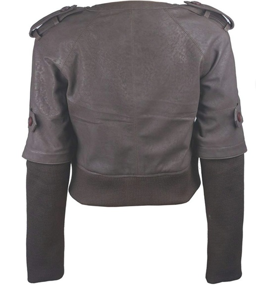 Plus size Leather Bomber Jacket - Picture 3 of 12